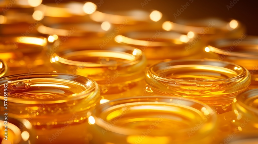 Close up image showcasing the rich golden color and smooth texture of acacia honey in detail Close up image showcasing the rich golden color and smooth texture of acacia honey in detail