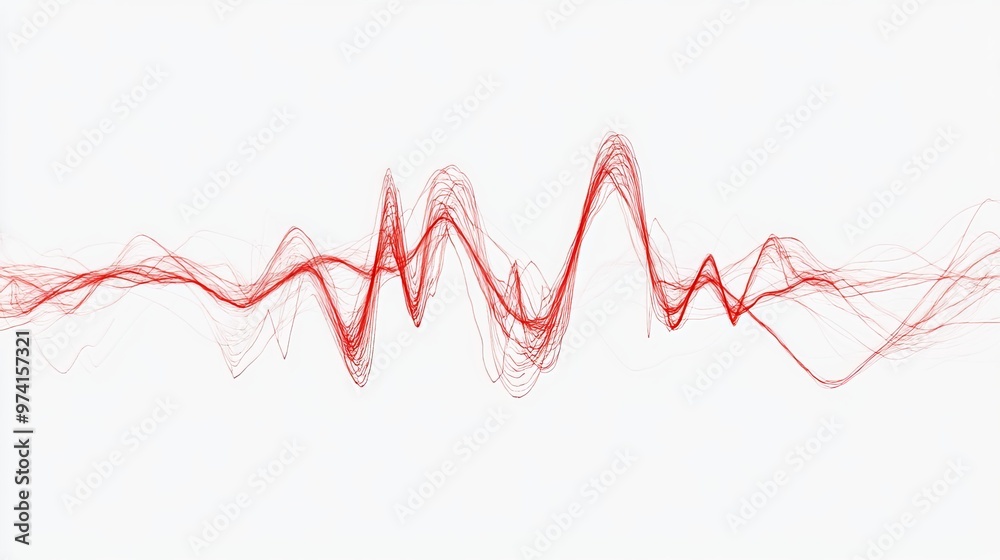 Red line wave of heart beat isolated on white background. This has clipping path. The heart wave represents the electrical activity of the heart and is used to diagnose heart conditions Red line wave of heart beat isolated on white background. This has clipping path. The heart wave represents the electrical activity of the heart and is used to diagnose heart conditions