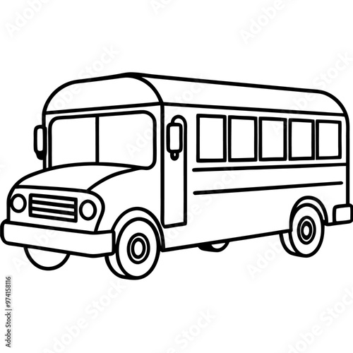 school bus outline coloring book page line art drawing