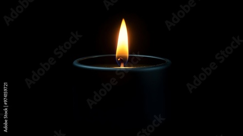 Single Candle Flame in Darkness