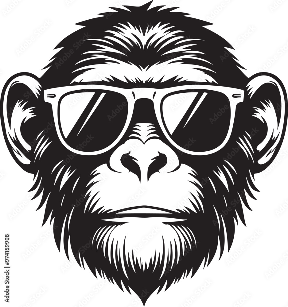 Obraz premium Monkey with sunglass vector design