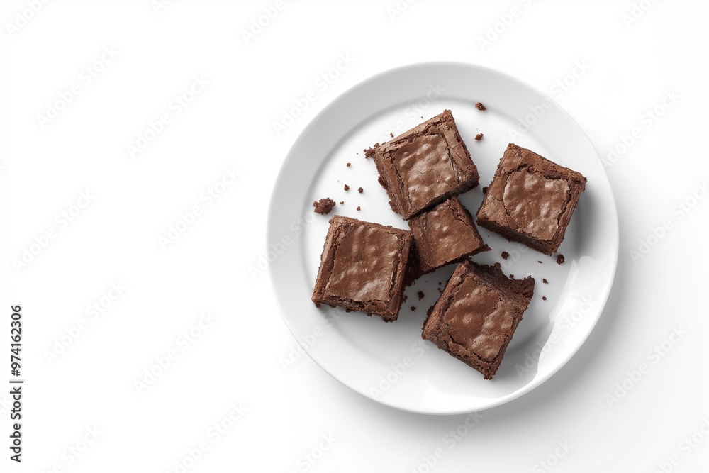 A plate of brownies on a white background A plate of brownies on a white background