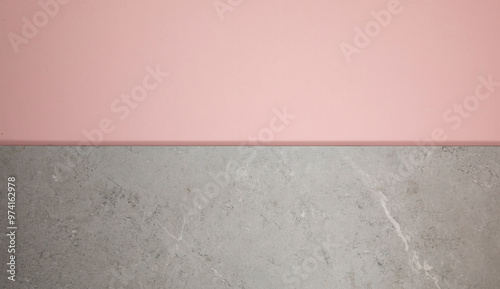 Obraz na płótnie beautiful cute pink peach colour with grey marble 3d background with wood block plate smoke flower and tea pot glass feather for product photo shooting lighting studio room stage design menu mooncake w salonie