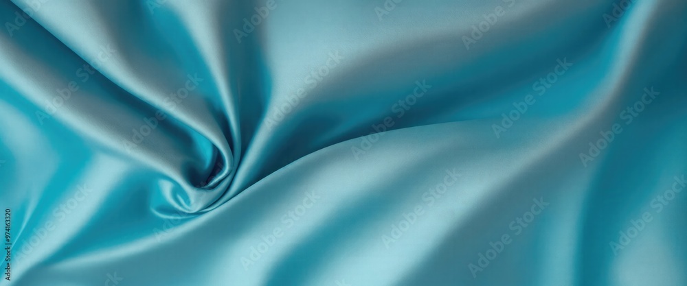 Fototapeta premium Luxurious Cyan Silk Fabric with Elegant Folds