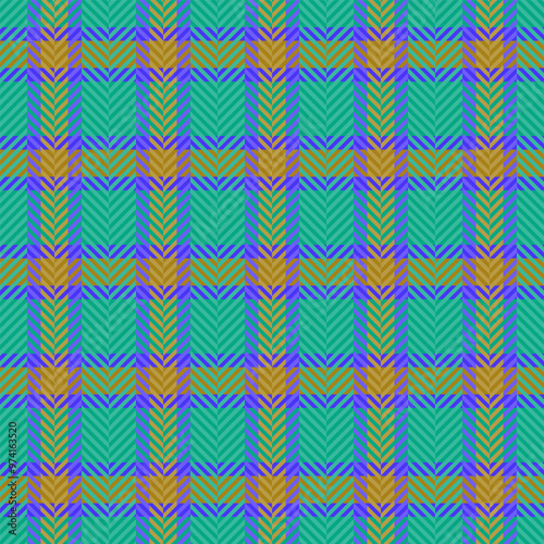 Mix pattern texture seamless, quiet fabric check textile. Mosaic tartan background plaid vector in teal and indigo colors.