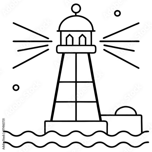 sea beacon outline coloring book page line art drawing