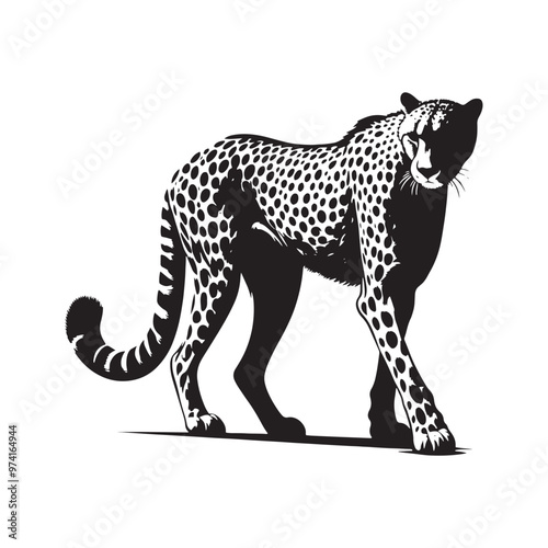 Simplified cheetah silhouette for innovative media applications - Cheetah illustration - minimallest cheetah vector
