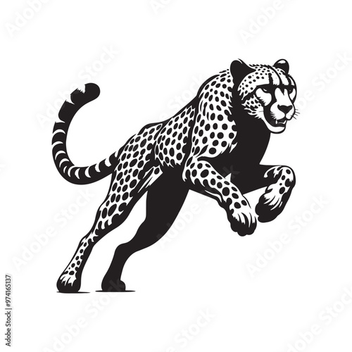 Elegant cheetah silhouette for versatile artistic purposes - Cheetah black vector
