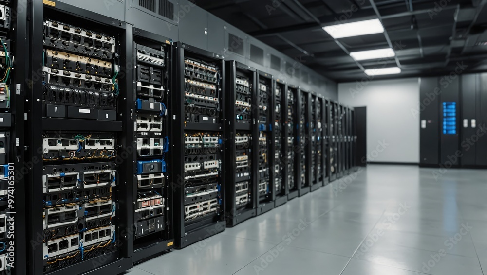 Connection network in servers data center room storage systems Connection network in servers data center room storage systems