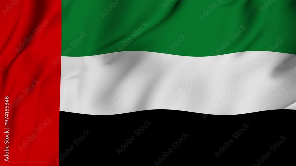 A beautiful view of the United Arab Emirates flag video. 3d flag-waving video. UAE flag 4K resolution. A beautiful view of the United Arab Emirates flag video. 3d flag-waving video. UAE flag 4K resolution.