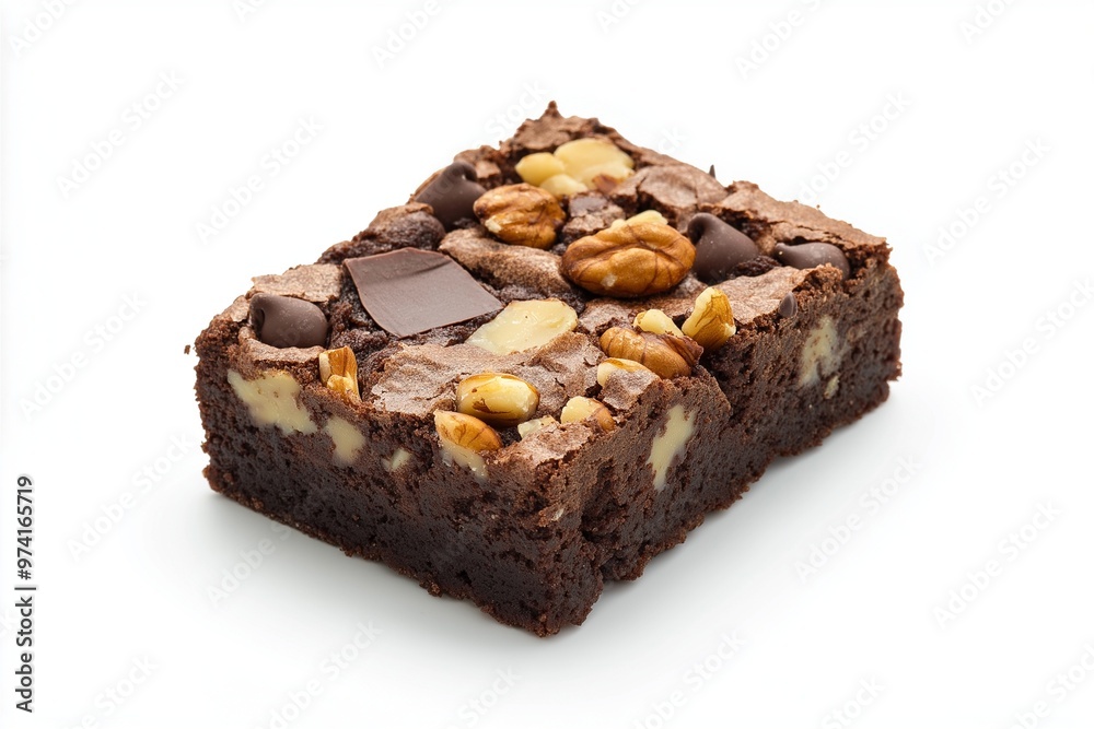 Chocolate brownie almond on a white background Chocolate brownie almond on a white background