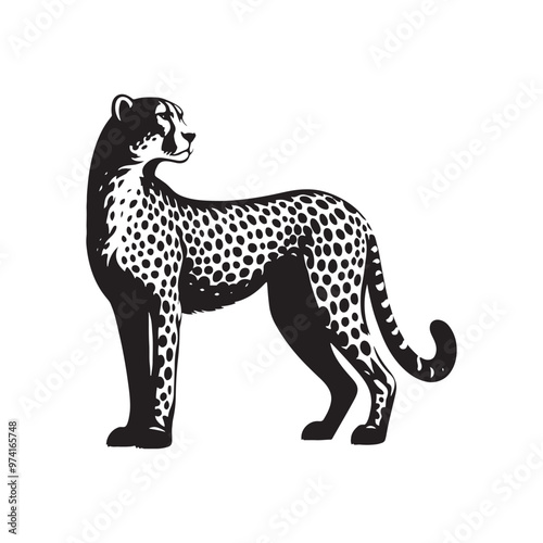 Minimalist cheetah silhouette for unique print and digital media - Cheetah illustration - minimallest cheetah vector
