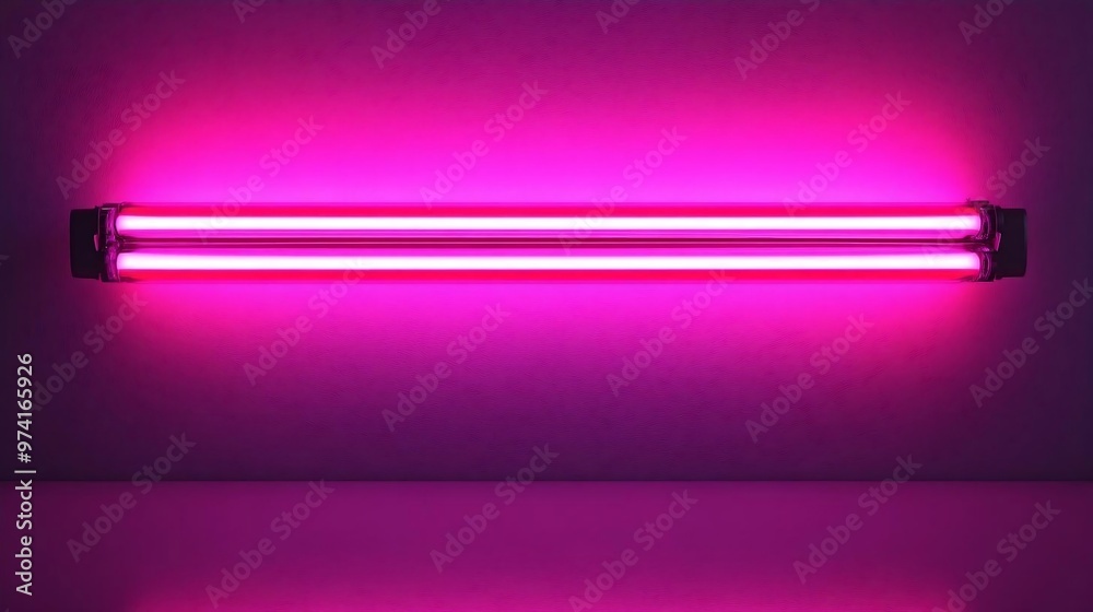 Pink Neon Light on Purple Wall Pink Neon Light on Purple Wall