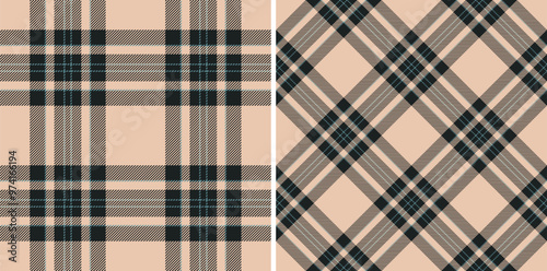 Textile texture tartan of vector seamless check with a background fabric pattern plaid. Set in coffee colors. Modern fashion everyday print design ideas.