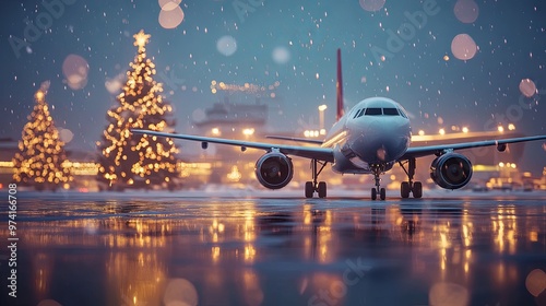 Plane at Christmas airport  photo