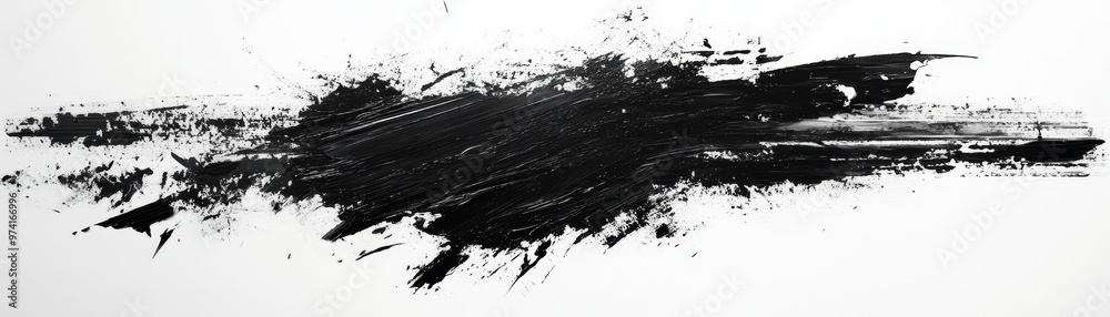 Abstract Black Ink Brushstroke on White Background, brushstrokes, black ink, abstract art, minimalist Abstract Black Ink Brushstroke on White Background, brushstrokes, black ink, abstract art, minimalist