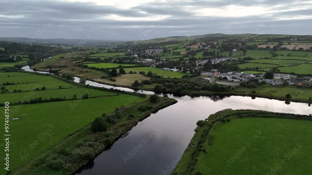 Aerial view of the Mourne and Foyle river by Strabane in Northern Ireland Aerial view of the Mourne and Foyle river by Strabane in Northern Ireland