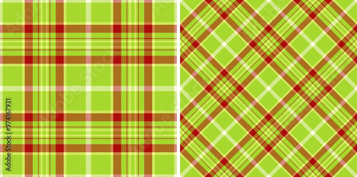 Seamless vector fabric of tartan textile pattern with a plaid texture check background. Set in christmas colors for fashion clothes for mature ladies.