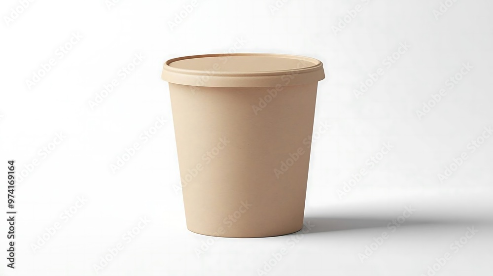 Beige Paper Cup with Lid Mockup Beige Paper Cup with Lid Mockup