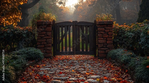 A rustic gate leading into a secret garden