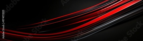 Abstract Red and Black Curved Lines, digital art, red, black, lines, abstract art