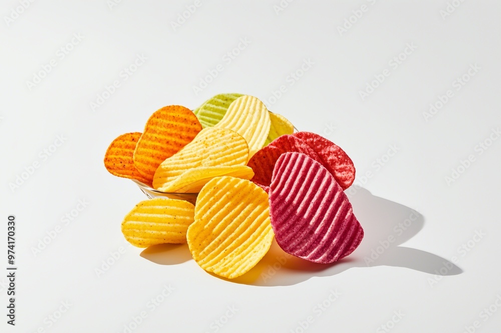 chips in green and red vegetable flavors and colors. chips in green and red vegetable flavors and colors.
