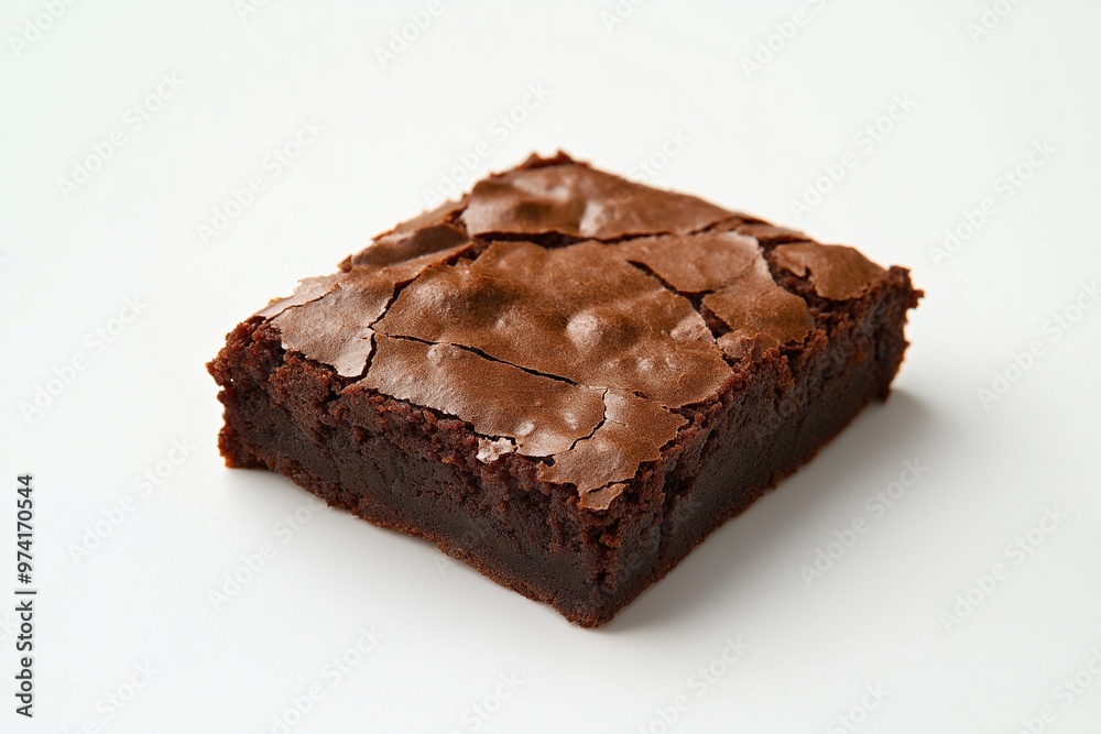 Chocolate brownie against a white background Chocolate brownie against a white background