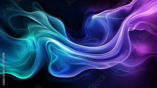Wallpaper Mural Abstract Swirling Light, Blue and Purple Hues, Digital Art, Dark Background, Abstract Art, Digital Design, Light and Color Torontodigital.ca