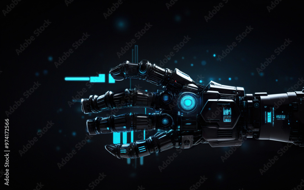 custom made wallpaper toronto digitalrobotic hand on blurred bokeh background, artificial intelligence, technology