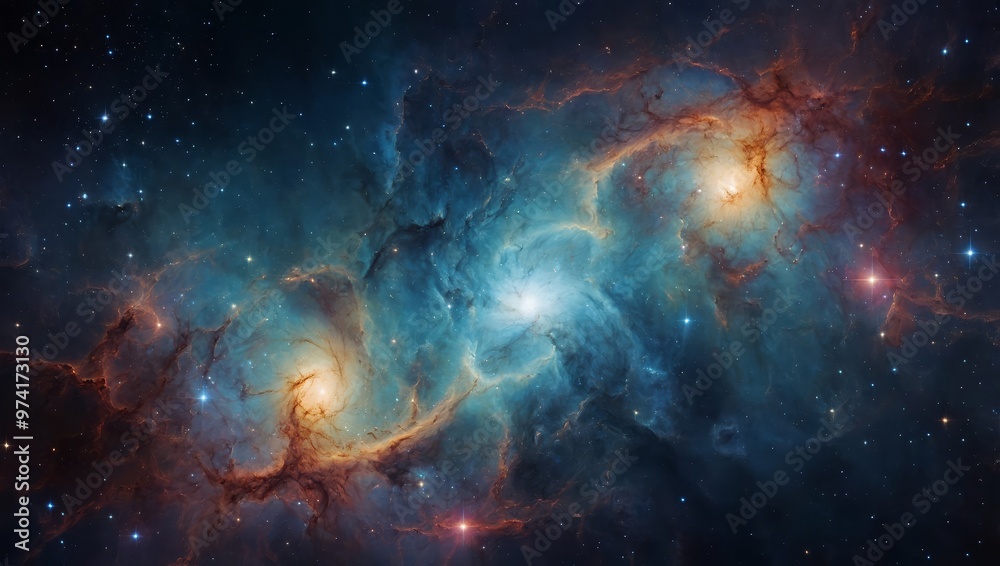 Fototapeta premium Nebula and galaxies in space. Abstract cosmos background