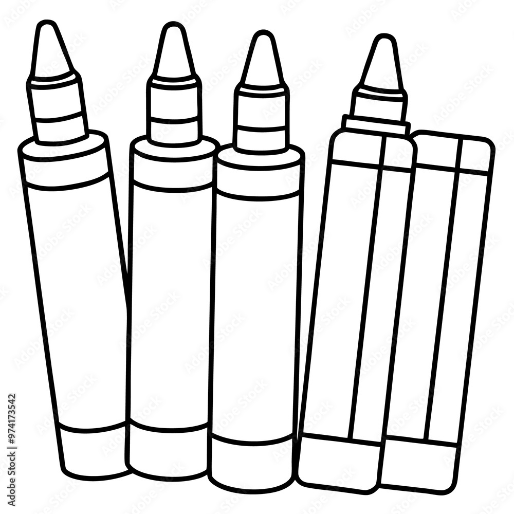 set of felt pen outline coloring book page line art drawing set of felt pen outline coloring book page line art drawing
