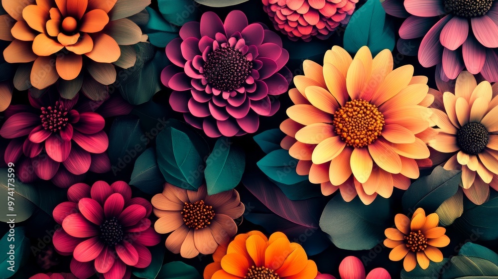 Paper Flowers in a Lush Garden, Floral, Nature, Abstract , Photography