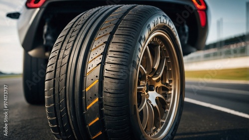 Obraz na płótnie A closeup of sleek high performance racing tyres w salonie
