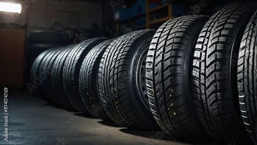 Obraz na płótnie tires in a row w salonie