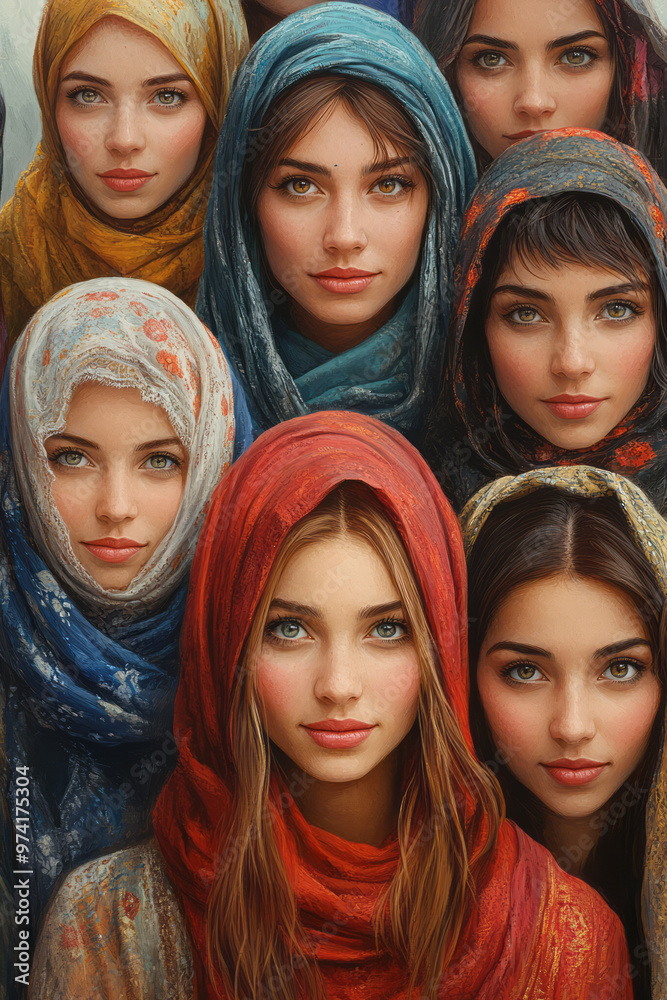 A portrait of a diverse group of people of various ethnicities and religions standing side by side, smiling warmly, A portrait of a diverse group of people of various ethnicities and religions standing side by side, smiling warmly,