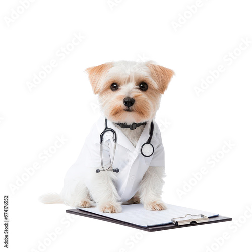 Adorable dog in a doctor outfit with a stethoscope, ready to provide care and comfort. Perfect for pet or veterinary themes.