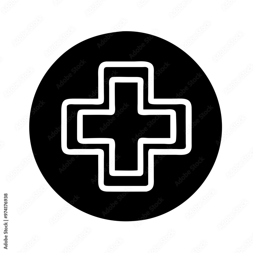 Medical cross vector icon on a black background representing health care concept
Medical cross vector icon on a black background representing health care concept