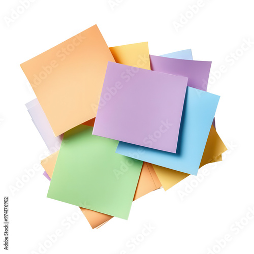 Colorful sticky notes stacked together, perfect for reminders, organization, and creative projects in office or home settings.