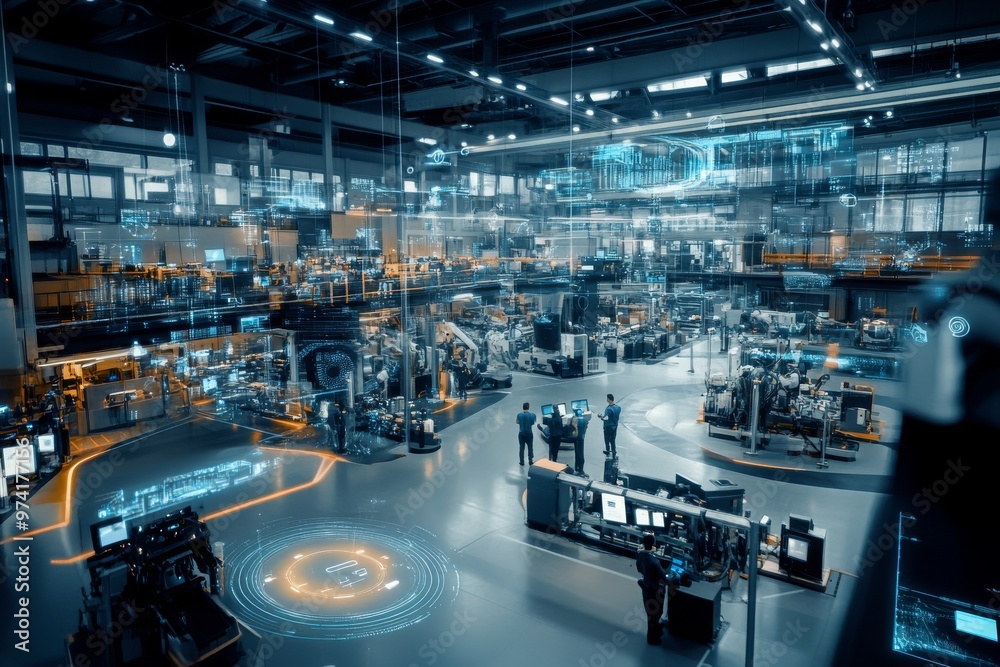 custom made wallpaper toronto digitalFuturistic High-Tech Factory with Advanced Automation and Robotics