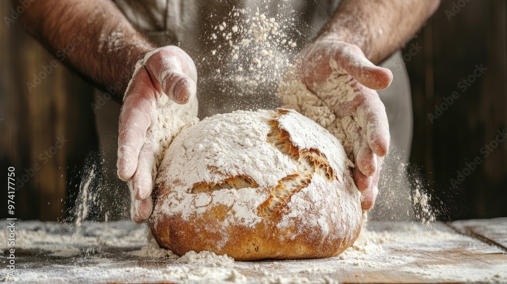 Freshly Baked Bread Covered in Flour Freshly Baked Bread Covered in Flour