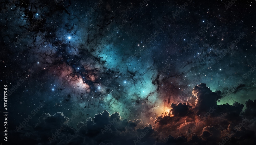 Night sky - Universe filled with stars, nebula and galaxy Night sky - Universe filled with stars, nebula and galaxy