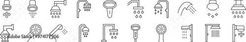 Shower Simple Linear Icons. Perfect for design, infographics, web sites, apps.