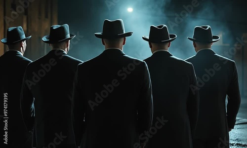 Five Men in Suits and Hats
