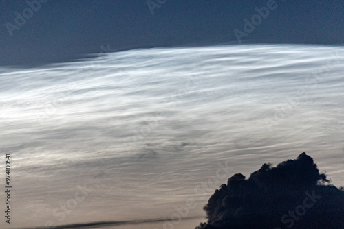 charming night landscape with silver clouds, silver clouds, mesospheric clouds photo