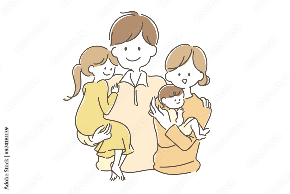 仲良し家族のイラスト 仲良し家族のイラスト