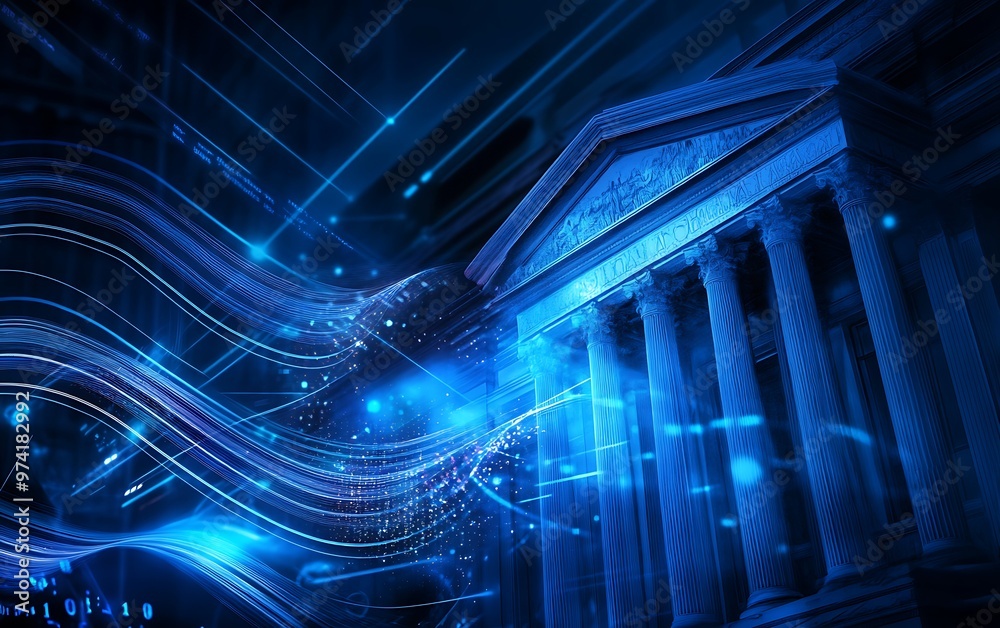 Digital Banking Fusion - Abstract Futuristic Representation of Finance with Flowing Lines and High-Tech Elements Digital Banking Fusion - Abstract Futuristic Representation of Finance with Flowing Lines and High-Tech Elements