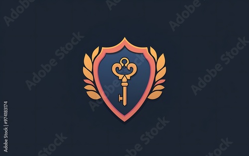 Elegant Shield and Key Bank Logo for Professional Branding photo
