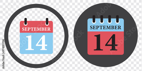 Calendar icon day 14 September, template date days. September Icon. EPS 10.
