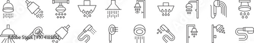 Shower Minimalistic Outline Signs. Illustration for web sites, apps, design, banners and other purposes