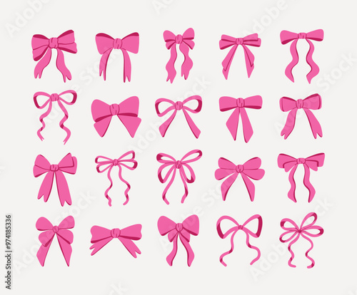 Pink Ribbon Bow Set for Decoration
